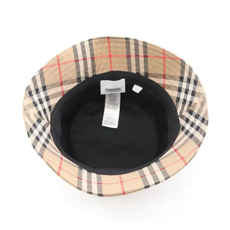 Burberry Neutral Patterned Check Bucket Hat