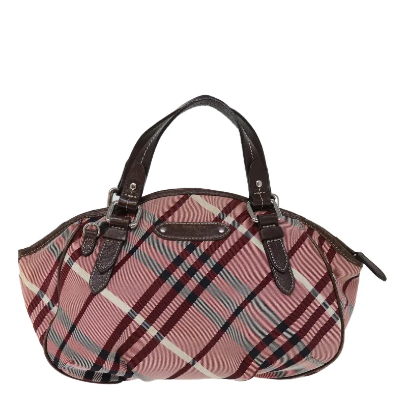 BURBERRY Nova Check Blue Label Hand Bag Canvas Pink  bs14318