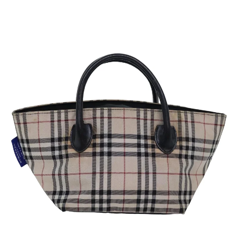 BURBERRY Nova Check Blue Label Hand Bag Nylon Beige  80166