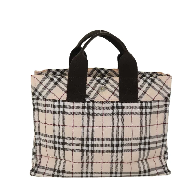 BURBERRY Nova Check Blue Label Hand Bag Nylon Beige  kk215