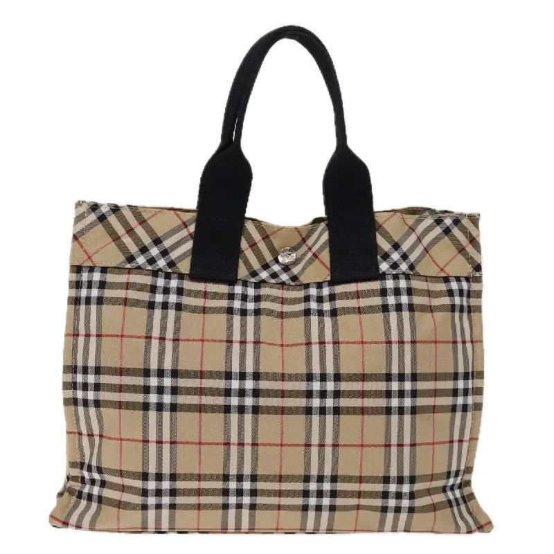 BURBERRY Nova Check Blue Label Hand Bag Nylon Beige  kk233