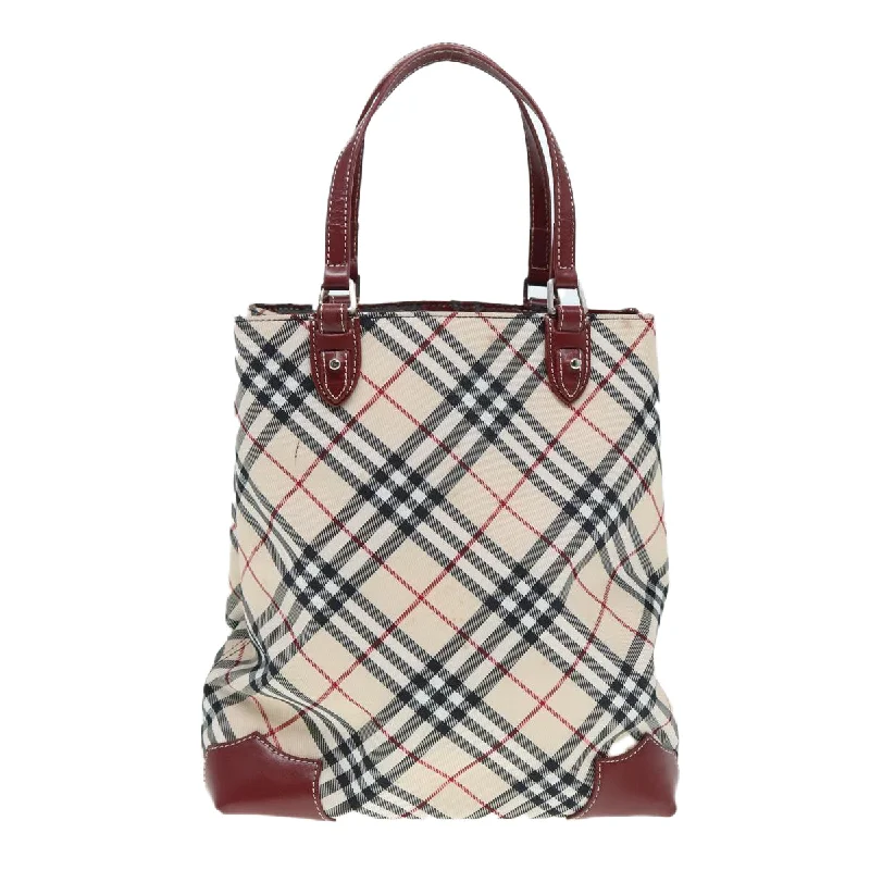 BURBERRY Nova Check Blue Label Hand Bag Nylon Beige Red  ti1993