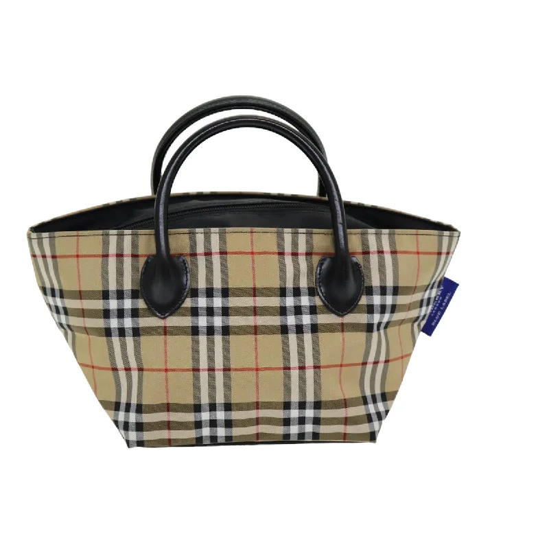 BURBERRY Nova Check Blue Label Hand Bag Nylon Beige  ti1838