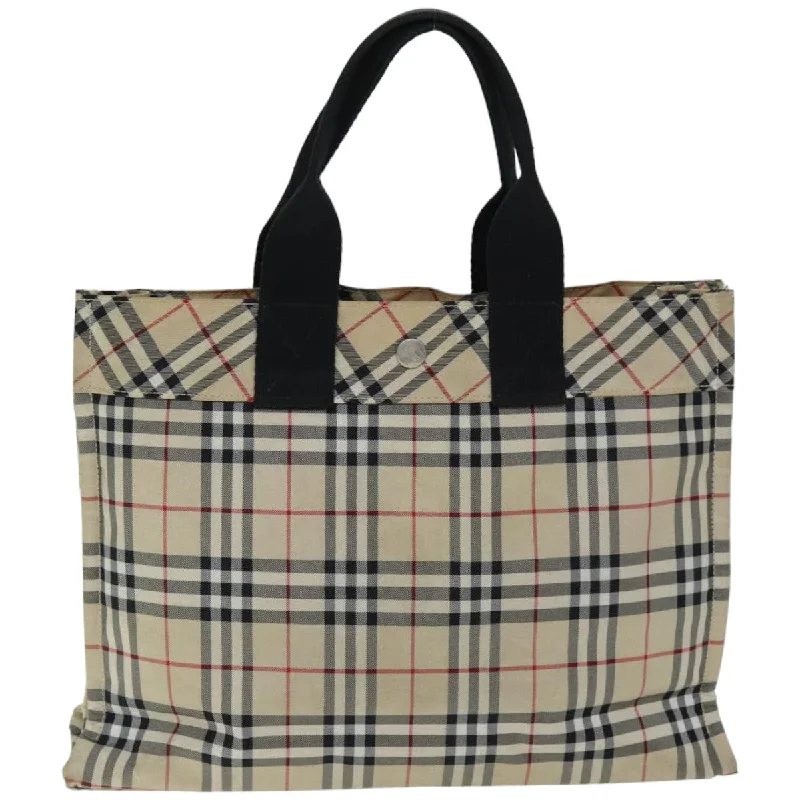 BURBERRY Nova Check Blue Label Hand Bag Nylon Beige  yk12680