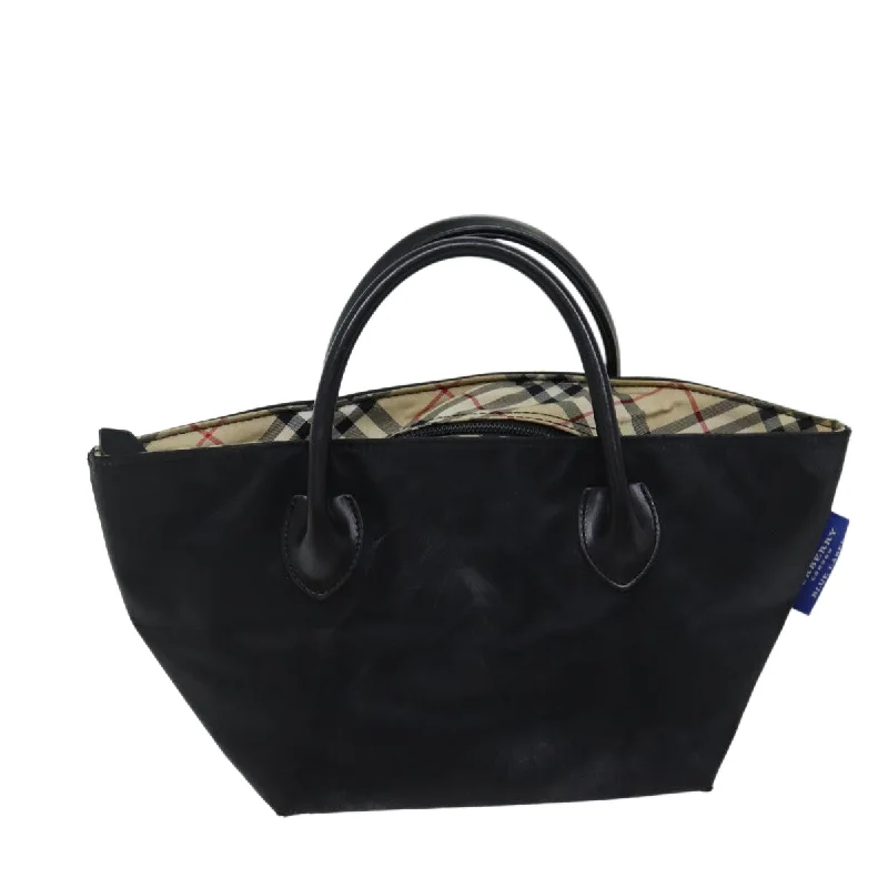 BURBERRY Nova Check Blue Label Hand Bag Nylon Black Beige  bs13576