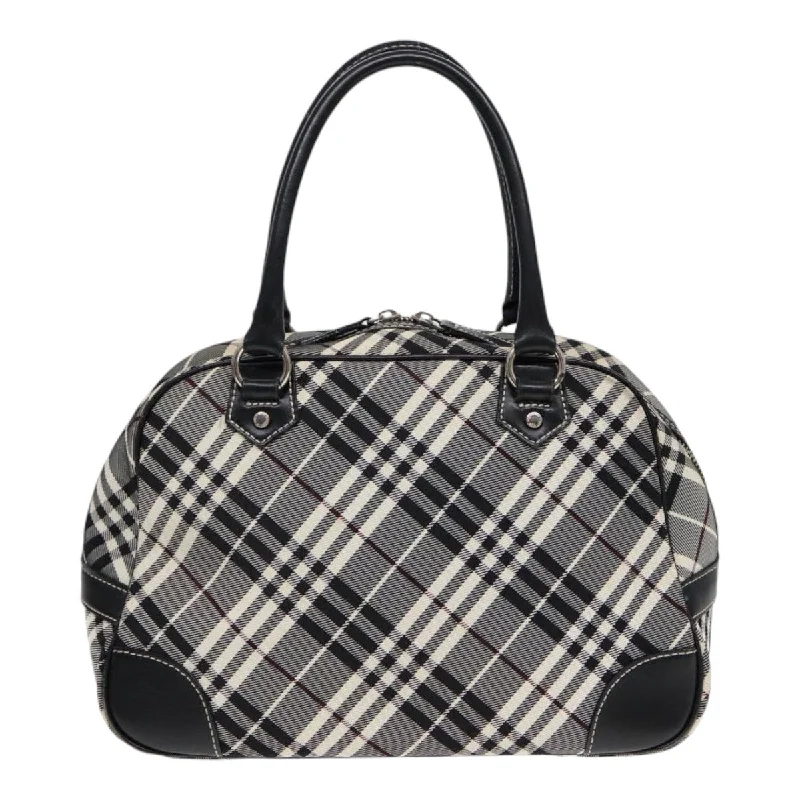 BURBERRY Nova Check Blue Label Hand Bag Nylon Black Silver  yk14350