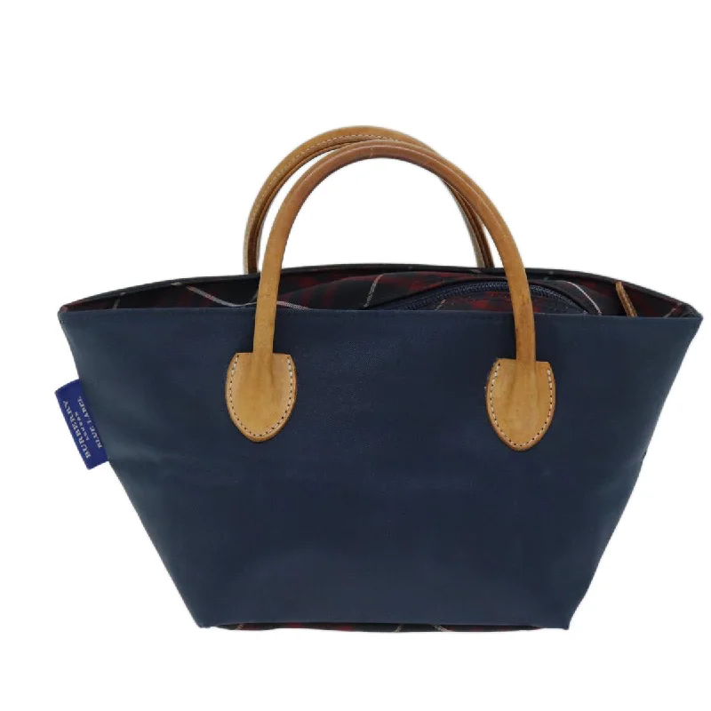 BURBERRY Nova Check Blue Label Hand Bag Nylon Blue  bs14210