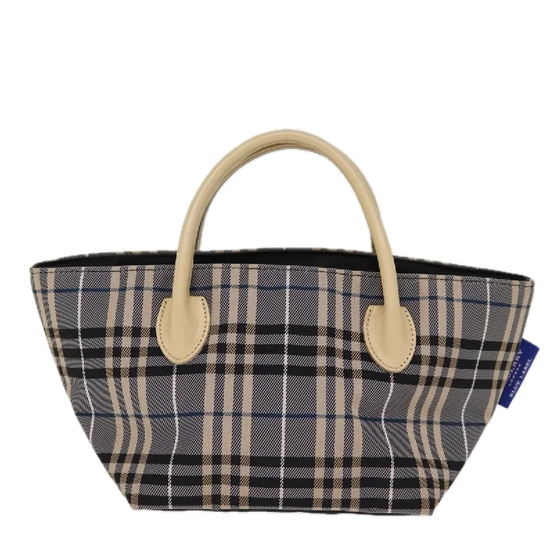 BURBERRY Nova Check Blue Label Hand Bag Nylon Blue  kk236