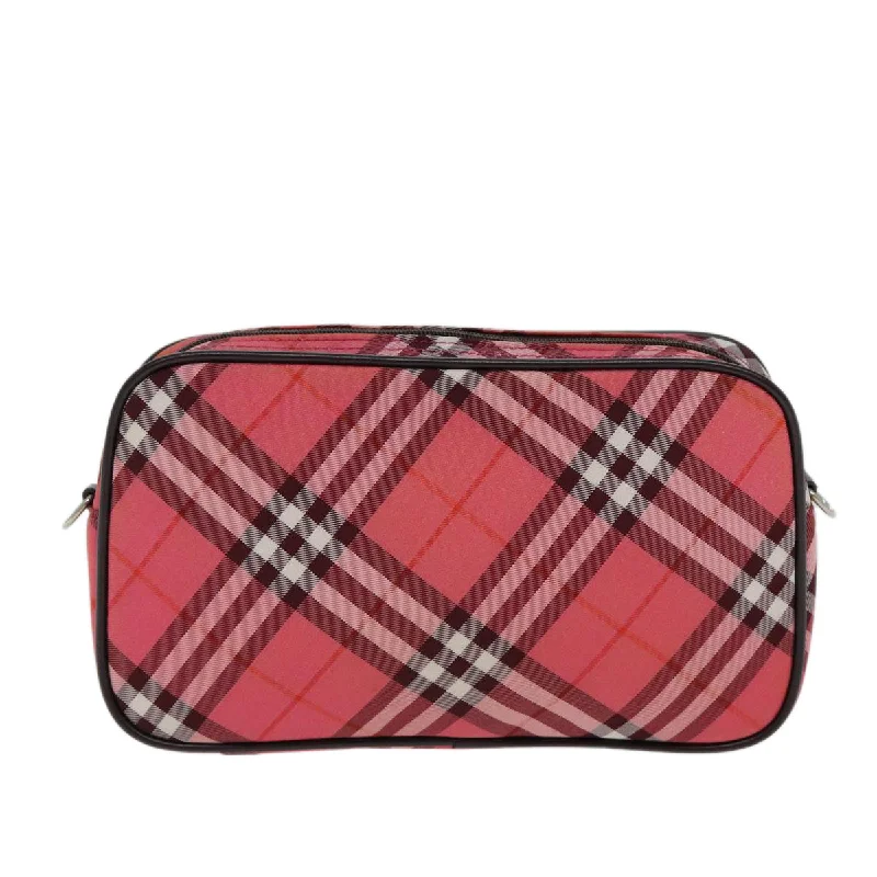 BURBERRY Nova Check Blue Label Hand Bag Nylon Red  80234