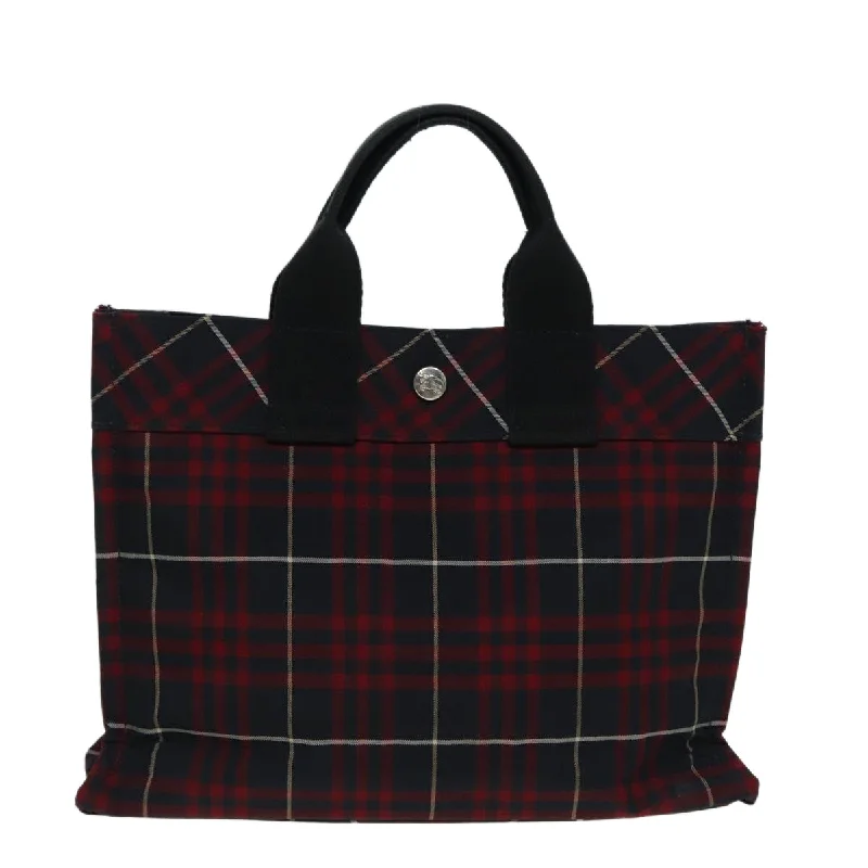 BURBERRY Nova Check Blue Label Hand Bag Nylon Red  hs1682