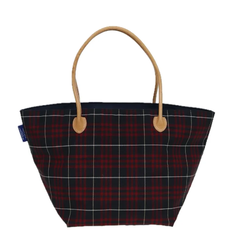 BURBERRY Nova Check Blue Label Hand Bag Nylon Red Navy  ti1865