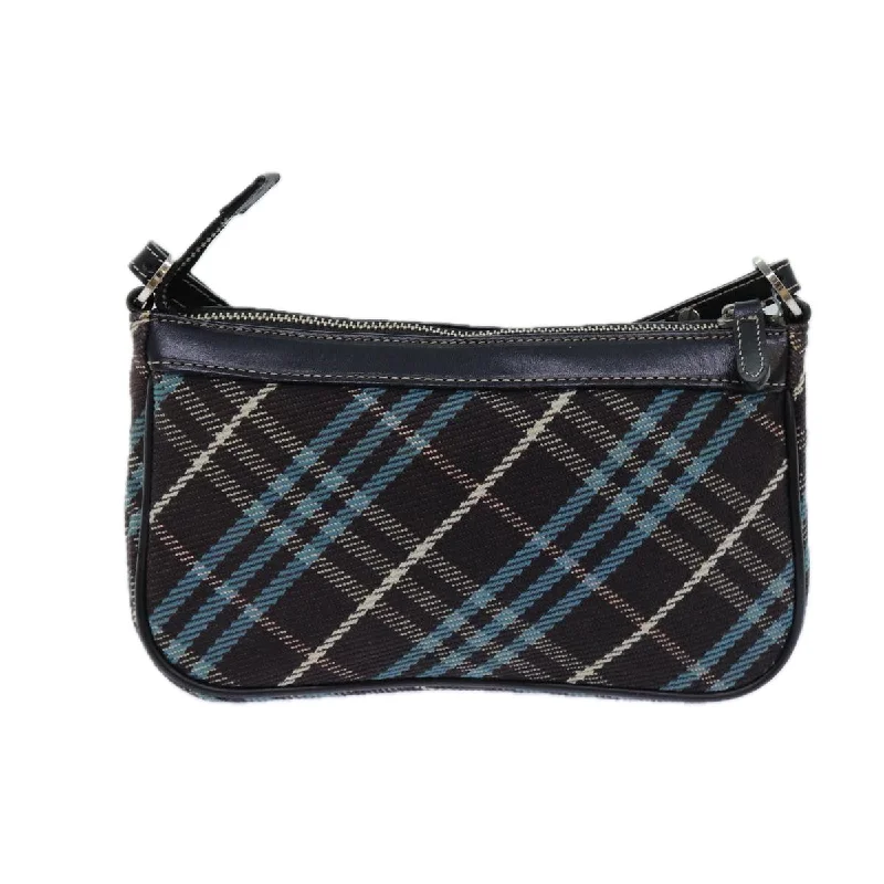 BURBERRY Nova Check Blue Label Shoulder Bag Canvas Brown Blue  82267