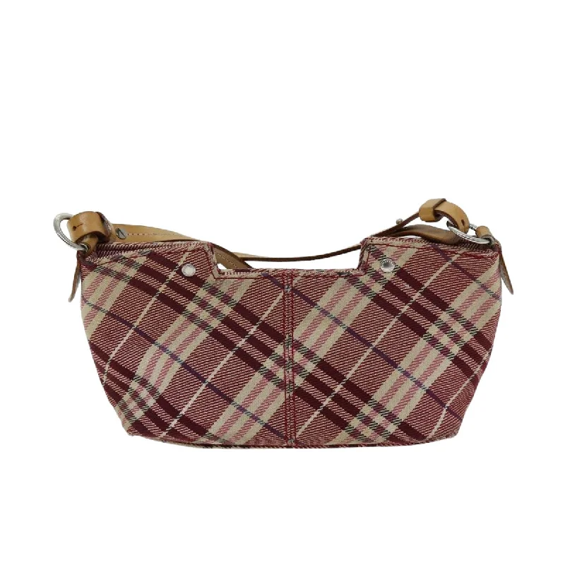 BURBERRY Nova Check Blue Label Shoulder Bag Canvas Red  75453