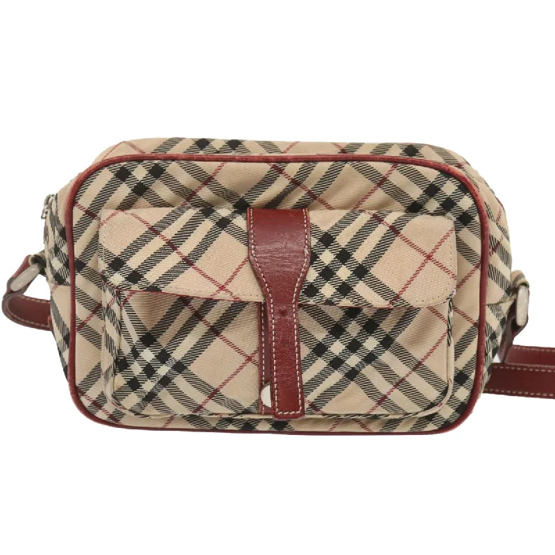 BURBERRY Nova Check Blue Label Shoulder Bag Nylon Beige Red  bs12778