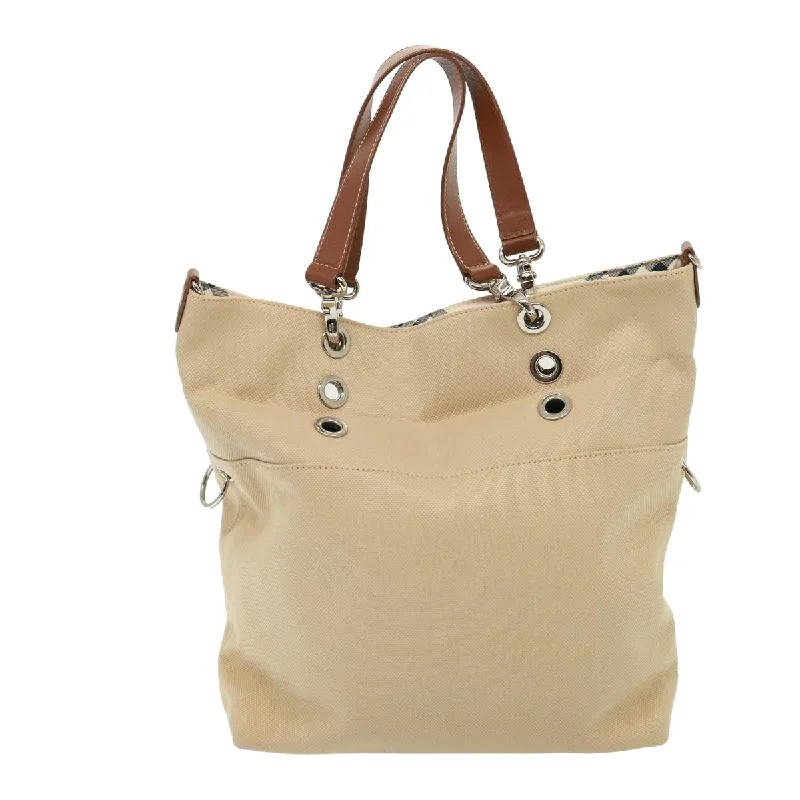 BURBERRY Nova Check Blue Label Tote Bag Canvas 2way Beige  yk13273