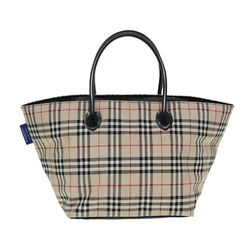 BURBERRY Nova Check Blue Label Tote Bag Canvas Beige  ti2001