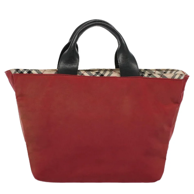 BURBERRY Nova Check Blue Label Tote Bag Nylon Red  bs9767