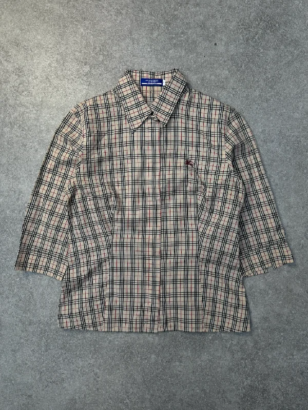 Burberry Nova Check Button Down Quarter Sleeve Shirt