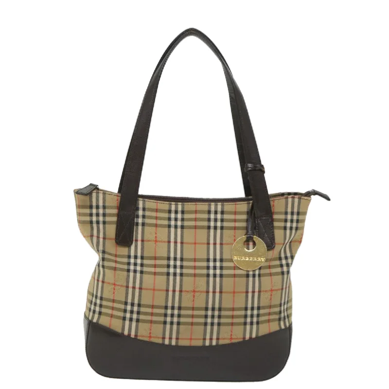 BURBERRY Nova Check Hand Bag Canvas Beige Brown  56572