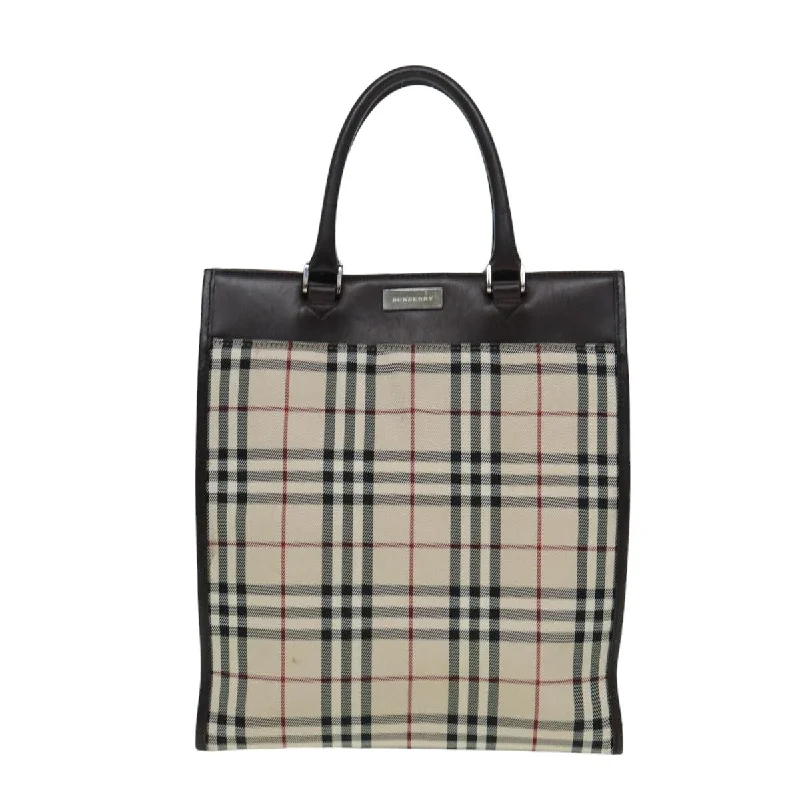 BURBERRY Nova Check Hand Bag Canvas Beige Dark Brown  bs15800