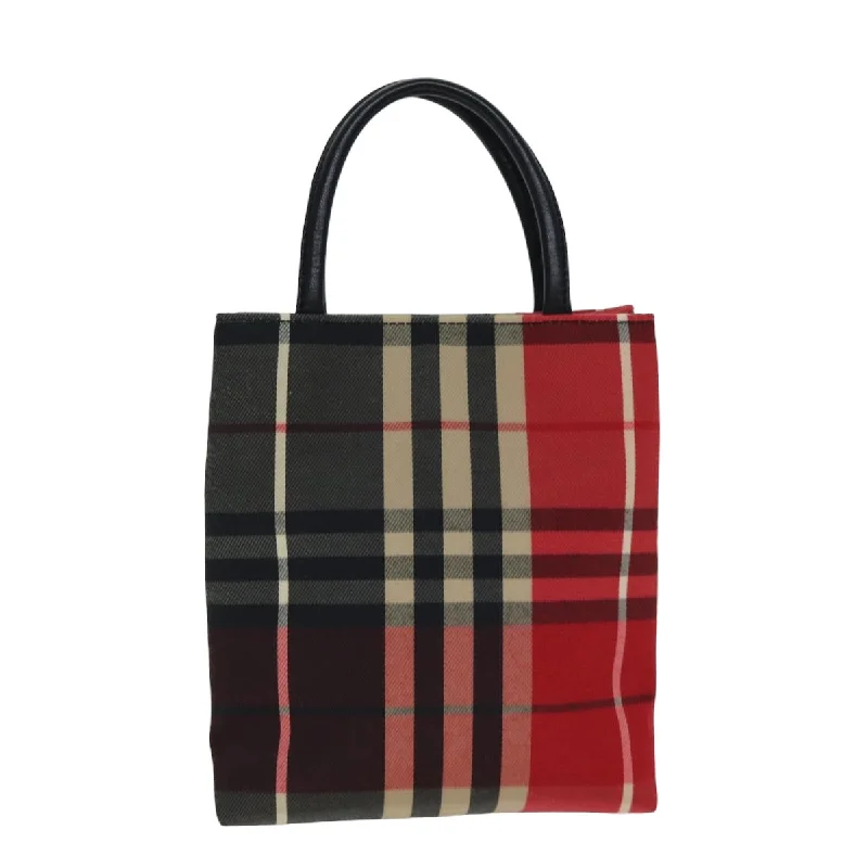 BURBERRY Nova Check Hand Bag Canvas Red  78853