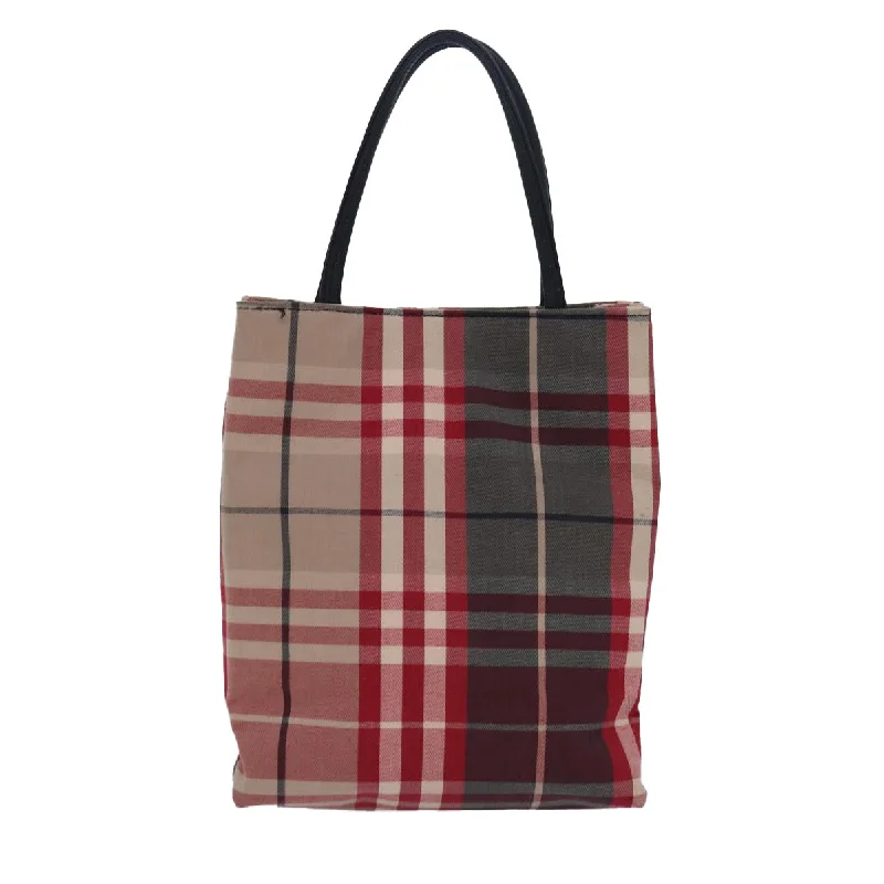 BURBERRY Nova Check Hand Bag Canvas Red  81671