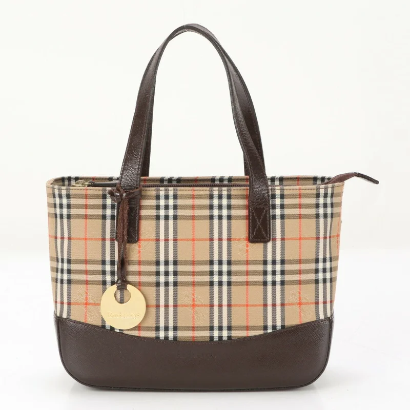 Burberry Nova Check Shadow Horse Gold Hardware Leather Handbag Tote Shoulder Bag Women's