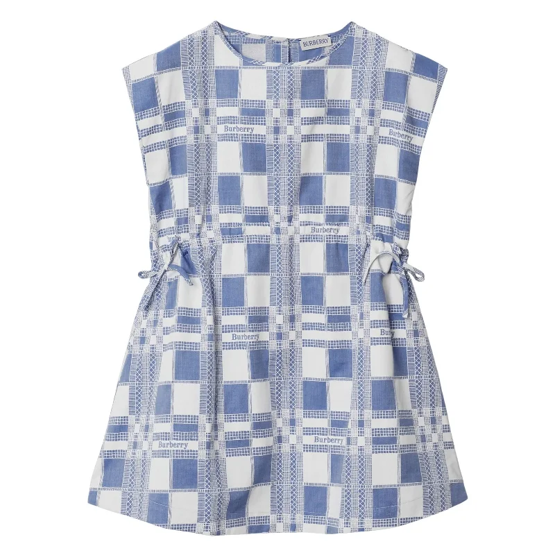 Pale Blue Check Cotton Dress