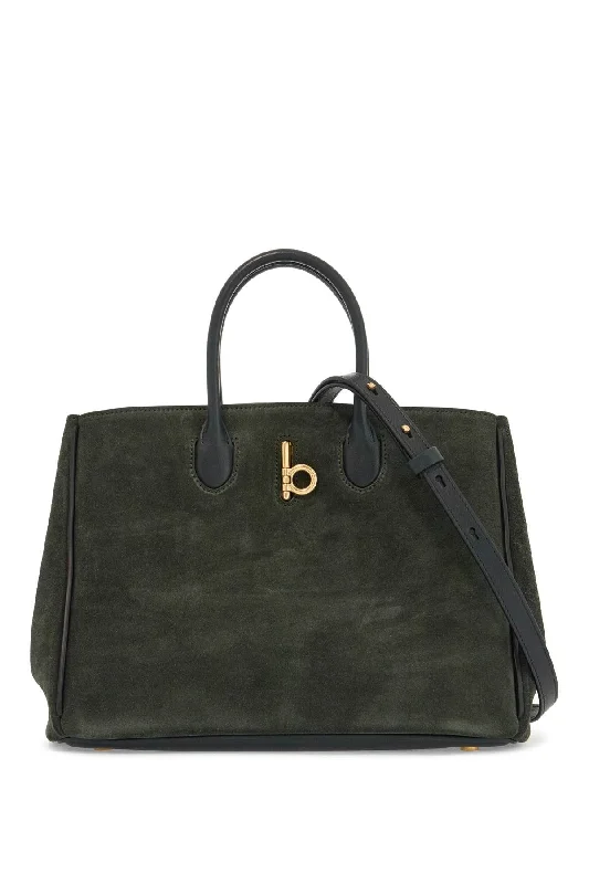 BURBERRY Rocking Horse Suede Tote Handbag