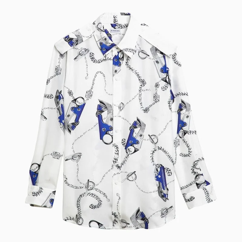 Burberry White Shirt With Blue Silk Pattern Women