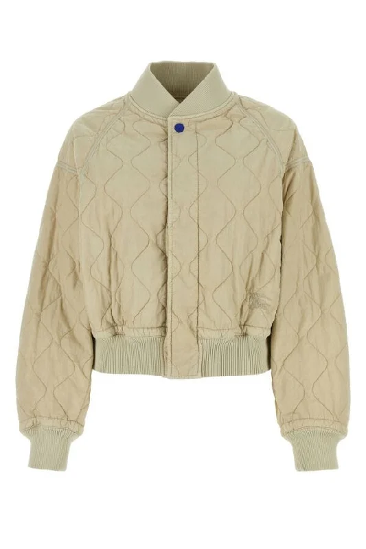 Burberry Woman Sand Nylon Bomber Jacket