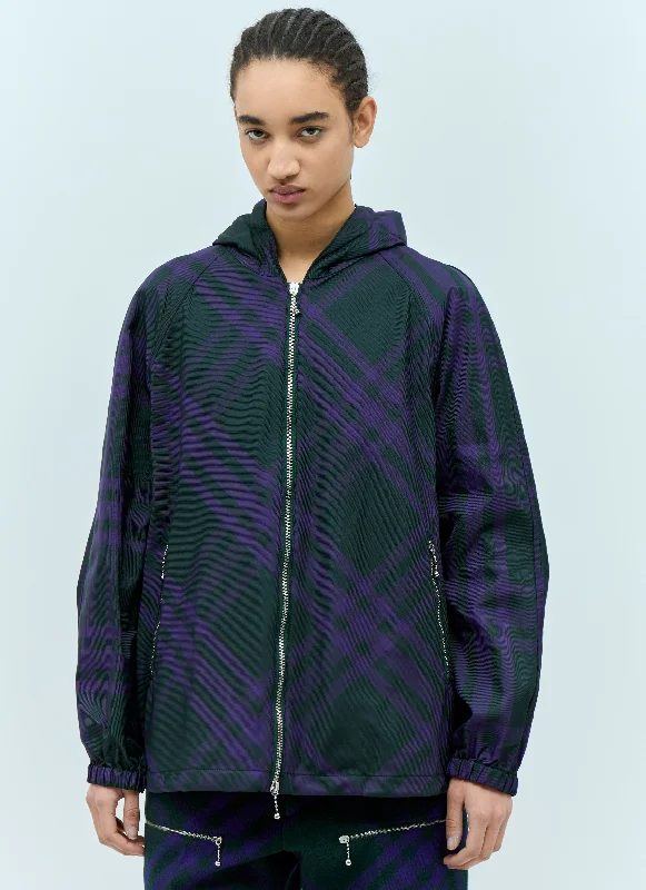 Burberry Women Check Nylon-Twill Windbreaker Jacket