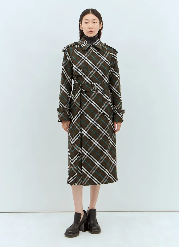 Burberry Women Check Twill Trench Coat