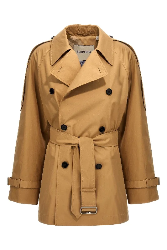 Burberry Women Double-Breasted Short Trench Coat