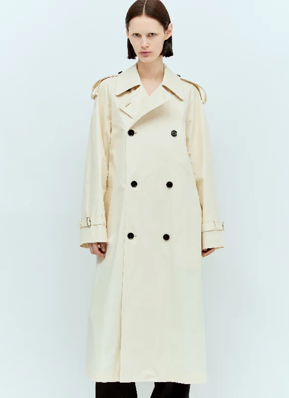 Burberry Women Long Gabardine Trench Coat