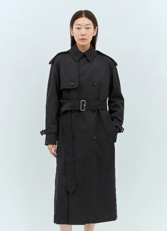 Burberry Women Long Wool Trench Coat