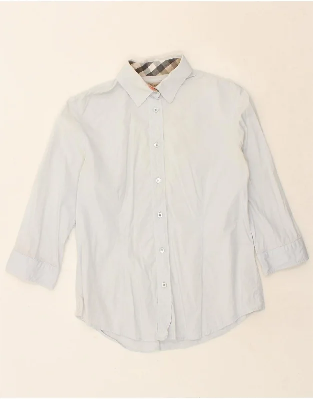 BURBERRY Womens BRIT 3/4 Sleeve Shirt UK 10 Small Blue