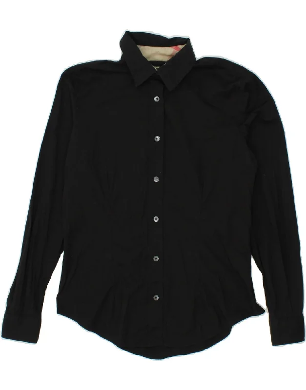 BURBERRY Womens Shirt UK 10 Small Black Cotton