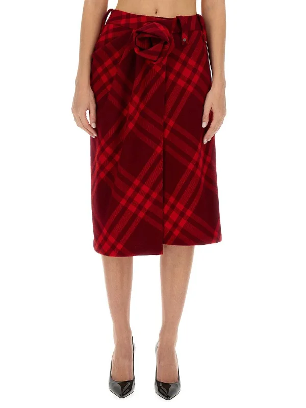 Burberry Wool Check Skirt