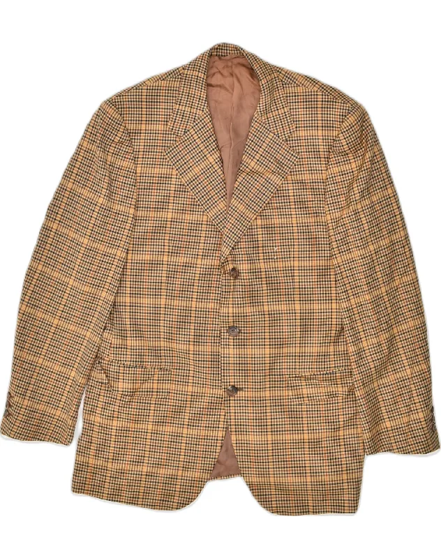 BURBERRYS Mens 3 Button Blazer Jacket IT 48 Medium Brown Check Wool