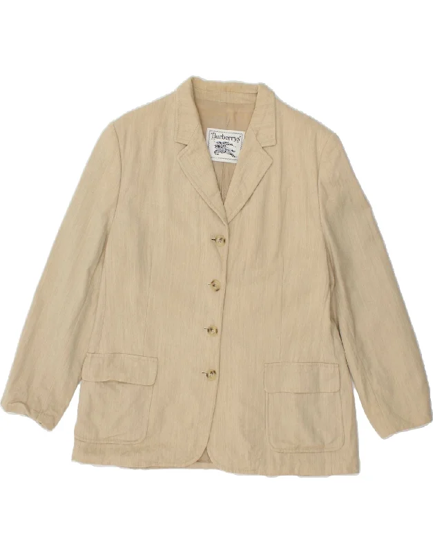 BURBERRYS Womens 4 Button Blazer Jacket UK 16 Large Beige New Wool