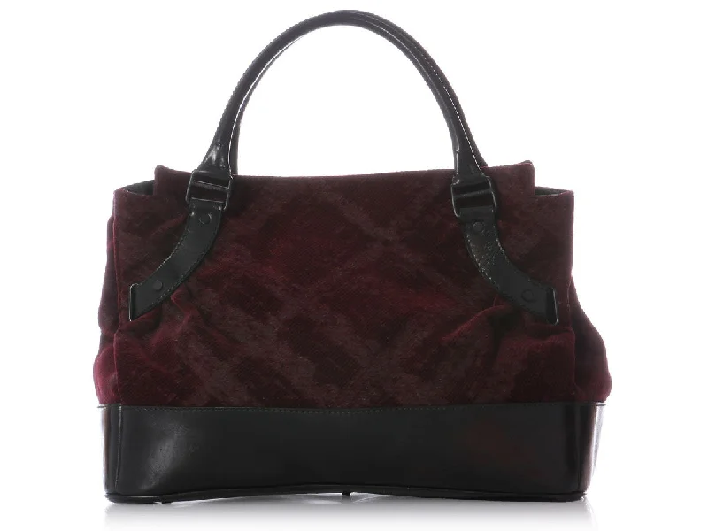 Burberry Burgundy Velvet Tote