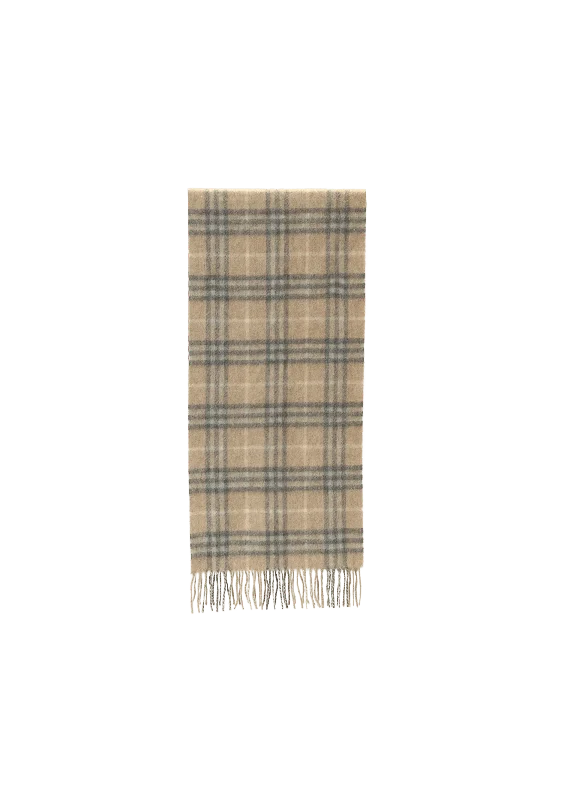 CASHMERE CHECK FRINGE SCARF