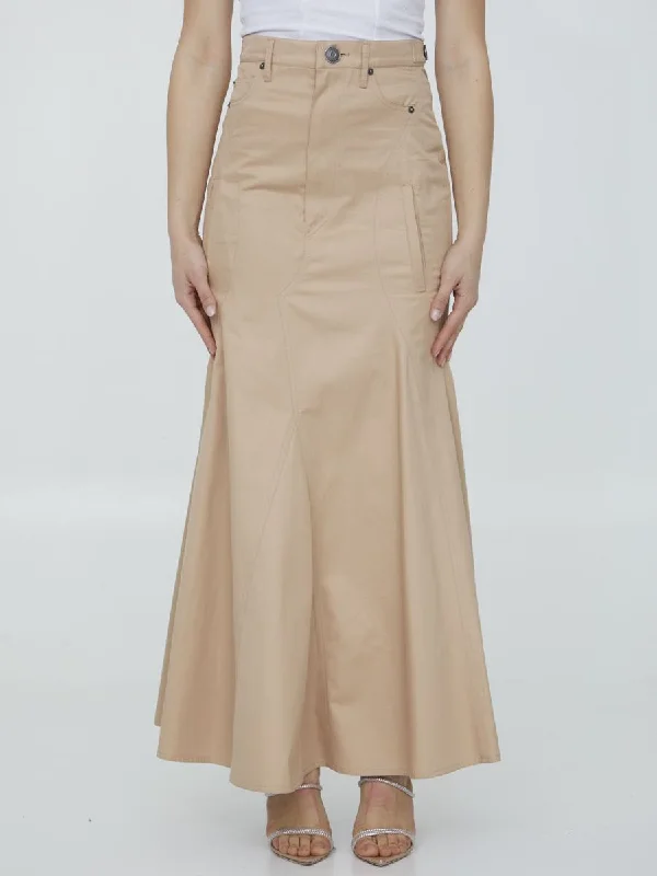 Cotton Gabardine Long Skirt