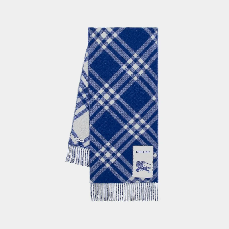 Bias Check Scarf - Burberry - Cashmere - Blue