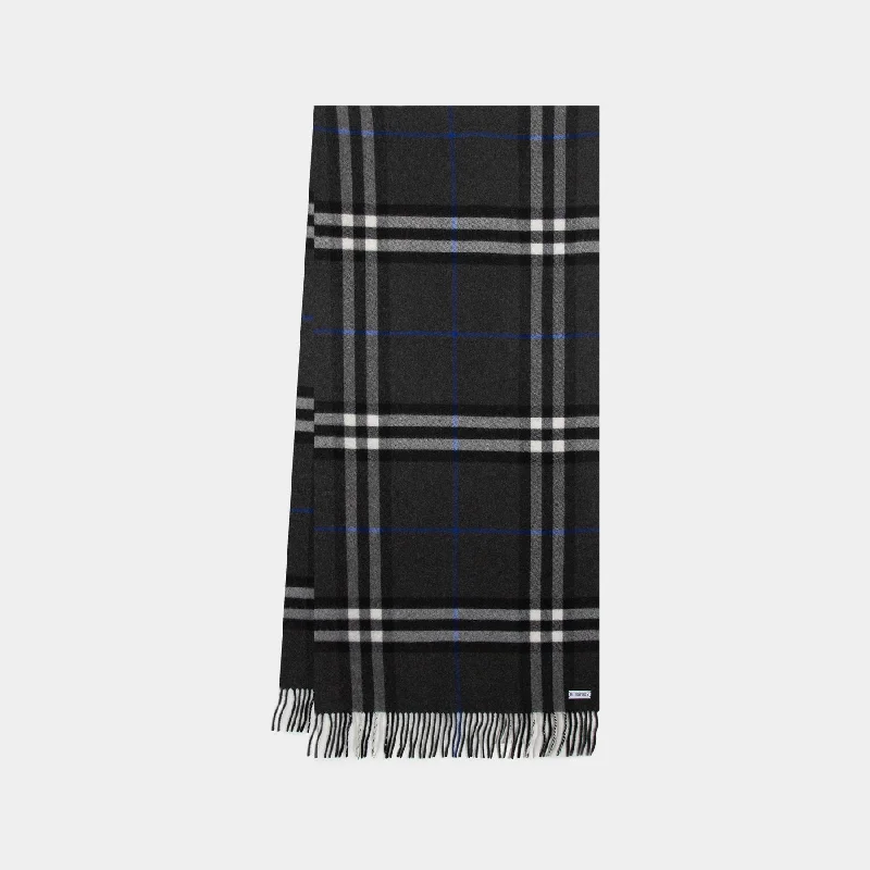 Giant Check Scarf - Burberry - Cashmere - Grey