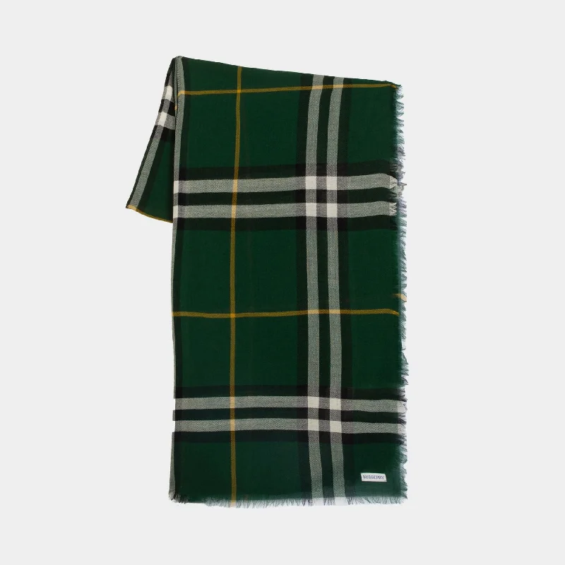 Giant Check Scarf - Burberry - Wool - Green