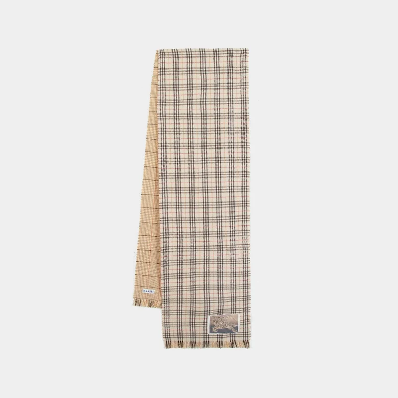 Mw Revers Tiny Check Scarf - Burberry - Wool - Neutral