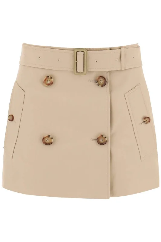 gabardine mini trench skirt