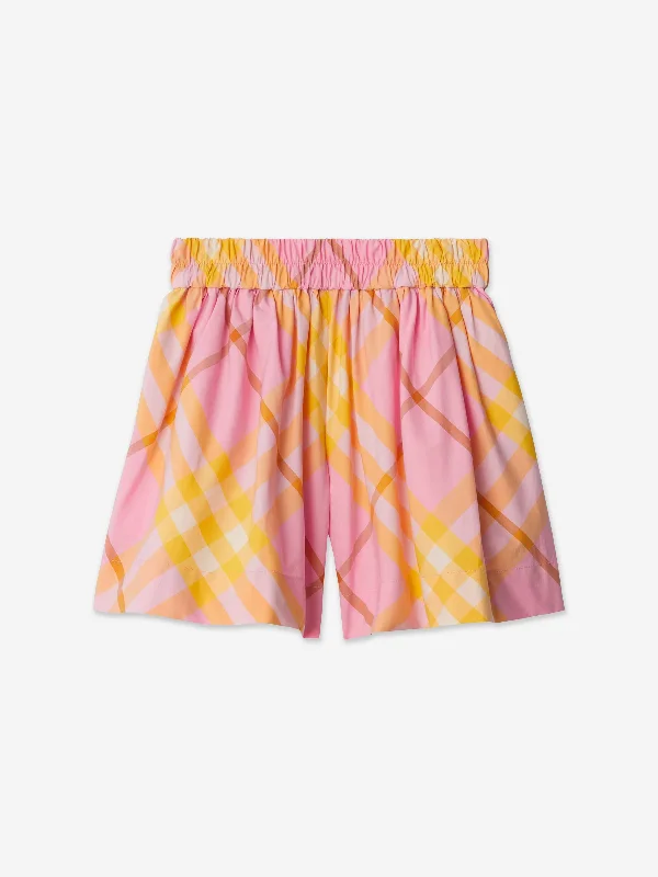 Burberry Girls Marcy Check Shorts in Pink